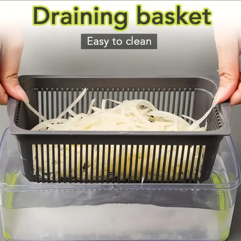 6/16pcs/Set, Vegetable Chopper, Multifunctional Fruit Slicer, Manual Food Grater, Vegetable Slicer, Cutter With Container, Onion Mincer Chopper, Household Potato Shredder, Kitchen Stuff, Kitchen Gadgets, Dorm Essentials Utensils 4