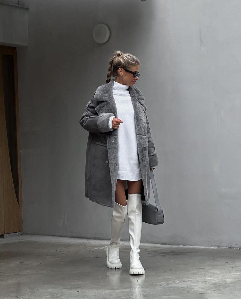 Product Introduction of 2024 new fur coat suit collar long sleeve cardigan plush coat 1