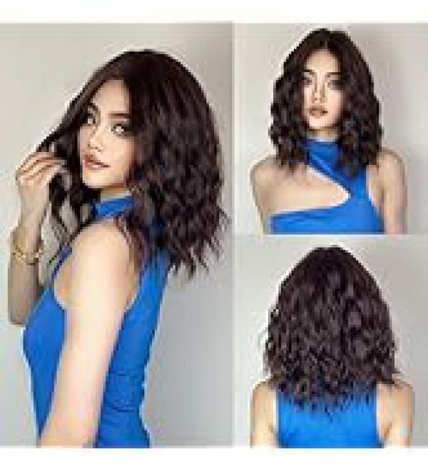 Product Introduction of incohair Green Wigs matcha green Wig with Bangs Women Girls Short Curly Wavy Bob Wig Shoulder Synthetic Party Wigs Wig Cap Included (matcha green) 25
