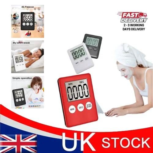 Large Digital Kitchen Timer Count-Down Up Clock Loud Alarm Magnet Stopwatch Game / portable digital stopwatch for cooking baking competition challenge / digital timer clear loud sound / portable alarm easy use LED Magnetic home kitchen chef baker