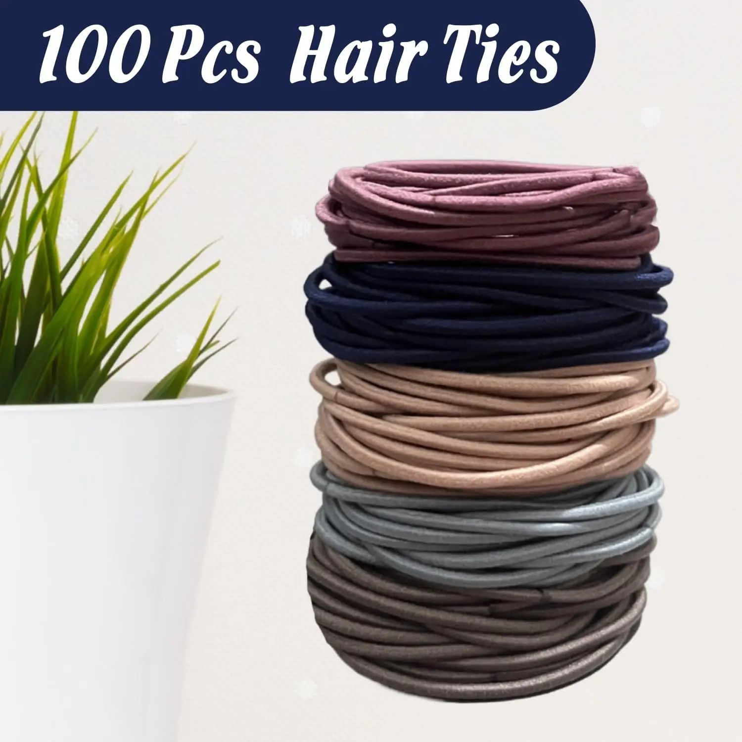 100PCS Multicolor Hair Bands for Women - Elastic Hair Ties Ponytail Holders