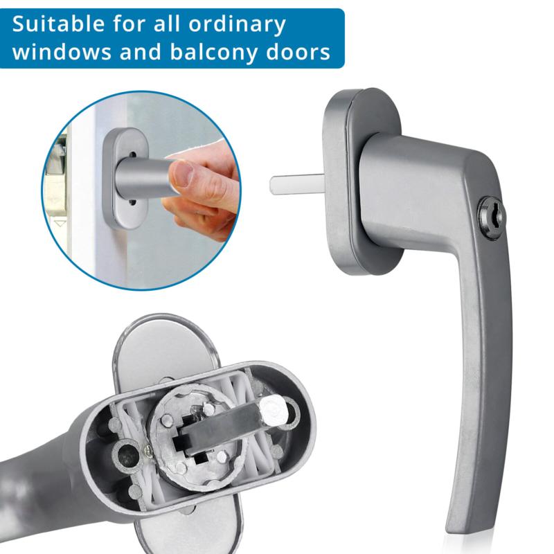 Product Introduction of 4Pcs Window Handle Key Locking Silver Universal Aluminum Double Glazing Fitting 17