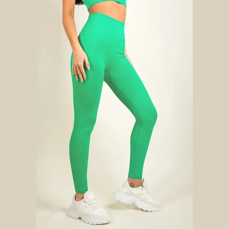 High Waist Ribbed Gym Leggings Activewear - Della 6