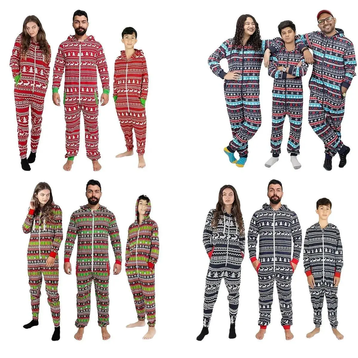 NOROZE Unisex Family Matching Christmas Onesies Adult Kids Loungewear Pyjamas Boys Girls Pjs Jumpsuit Onesie UK Sizes 7 Years to XXL