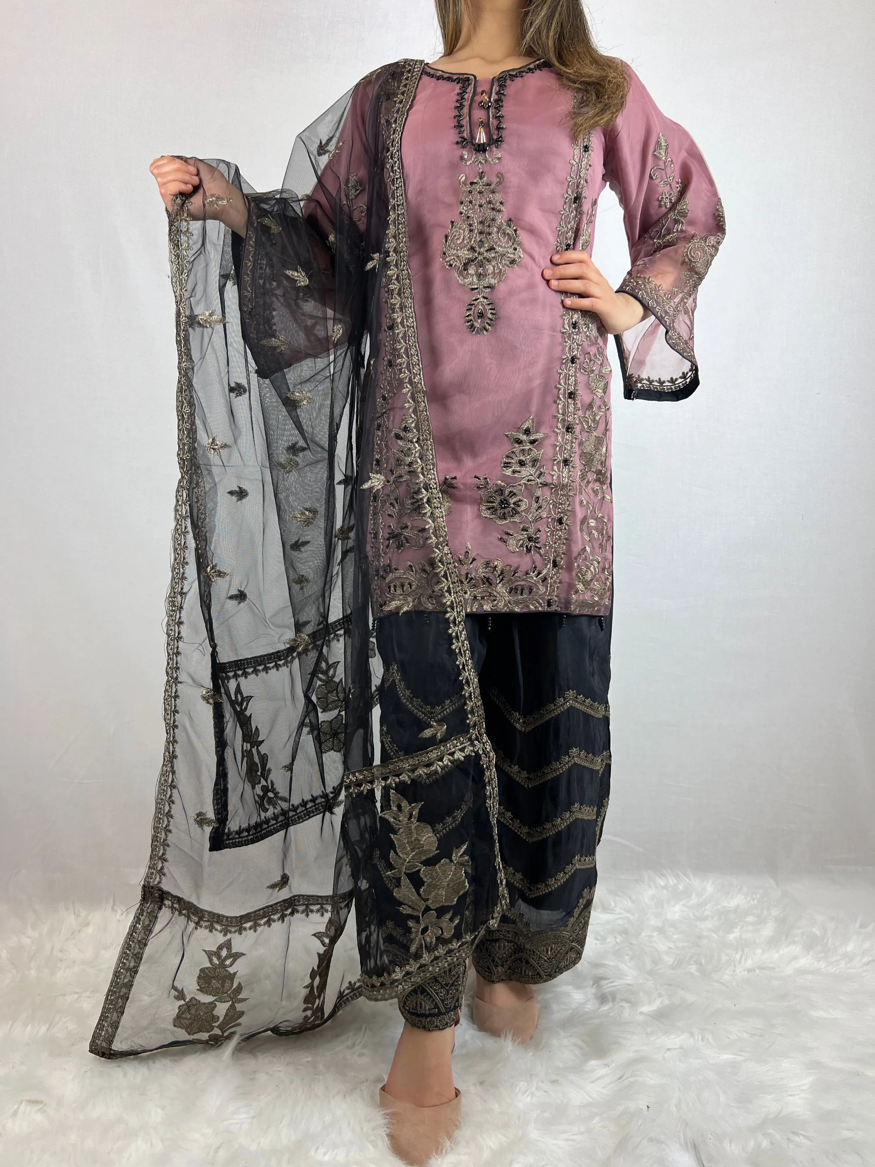 Dusky Purple  & Black Zardorzi Suit