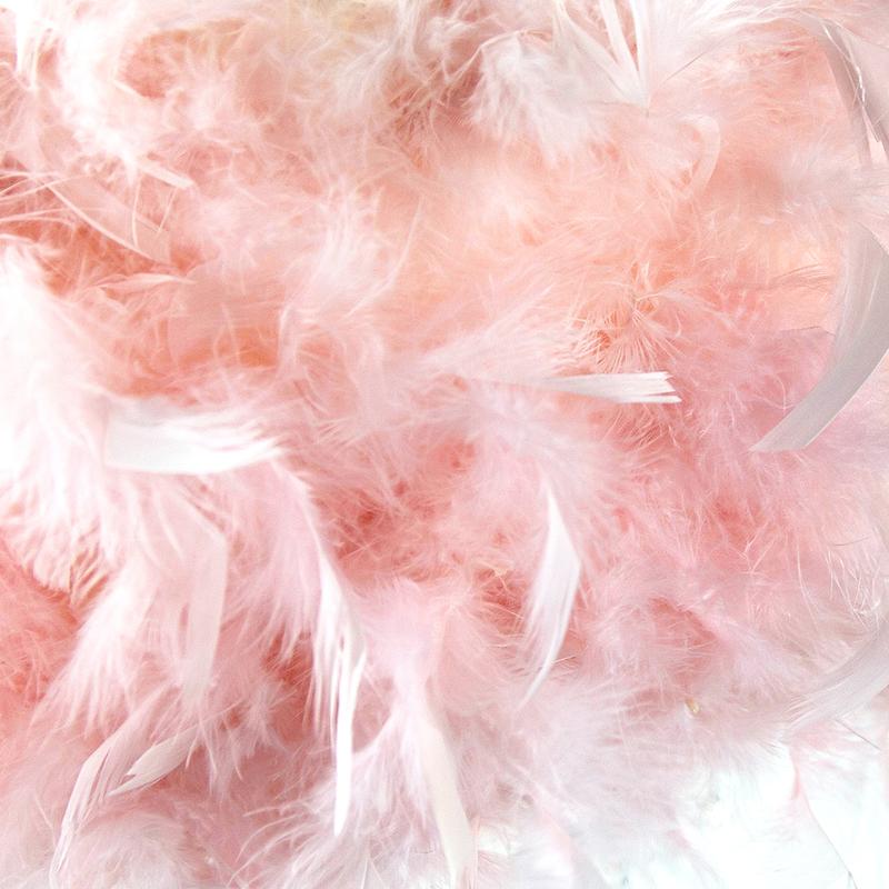 Contemporary Pink Feather Pendant Light Shade with Transparent Acrylic Droplets 2