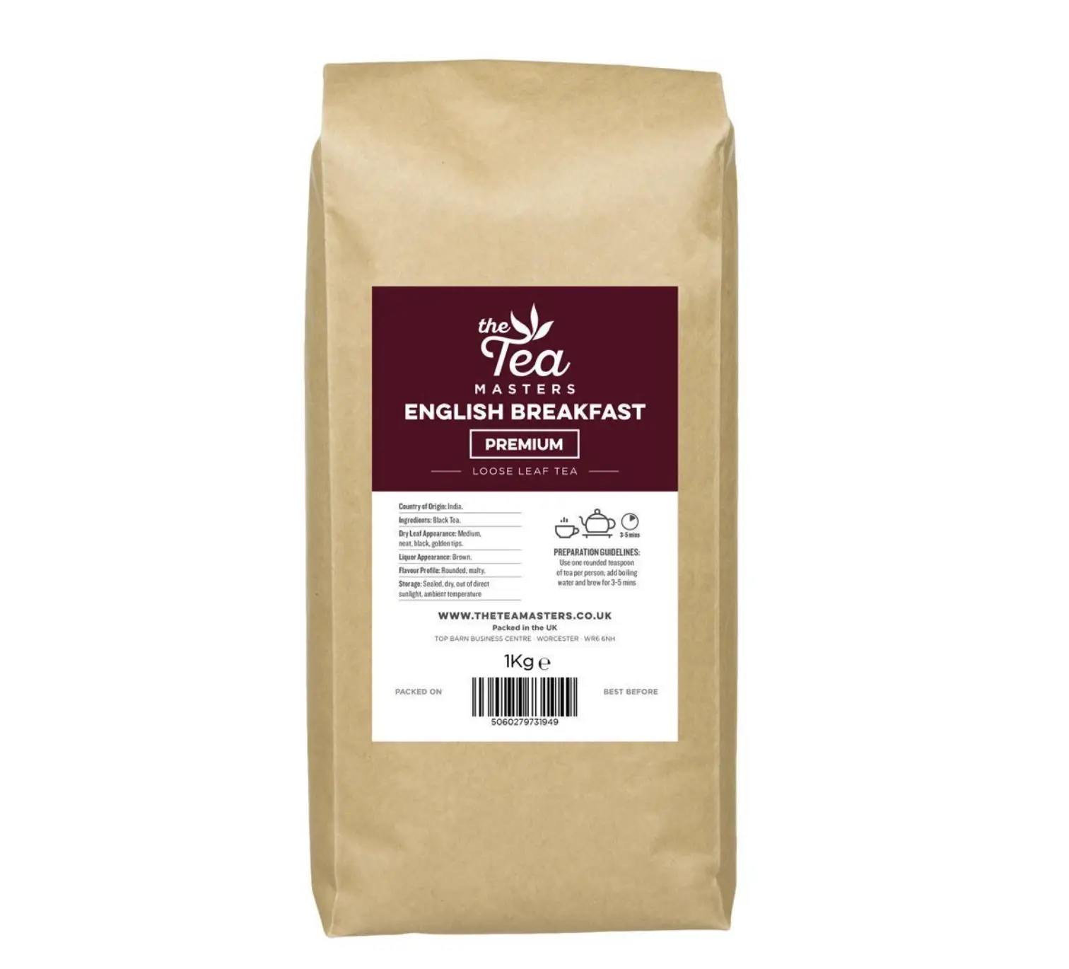 The Tea Masters Loose Leaf Tea - Breakfast Tea - Premium (1x1kg) Spice Beverage Traditional