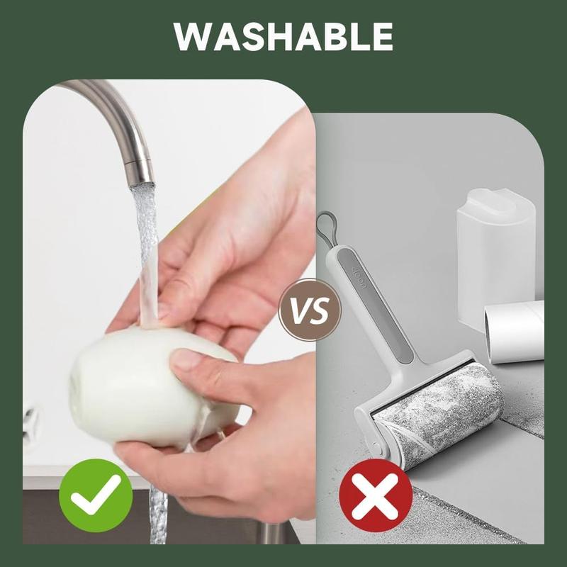 Washable Lint Roller, Portable & Reusable Lint Roller, Reusable Washable Lint Roller, Travel Lint Roller Mini Lint Roller for Lint Hair, Clothes (Green) 2