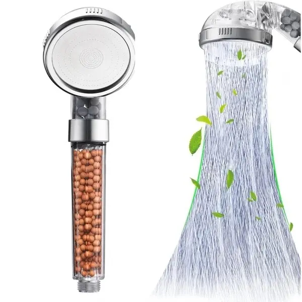 New Shower Head 3 Mode High Pressure 40% Water Saving Filters Adjustable Ionic 0
