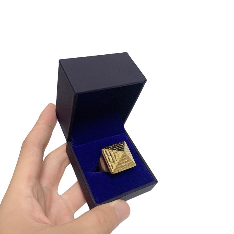 Men's Gold Pyramid Ring with Excellent Cut - for Men 3