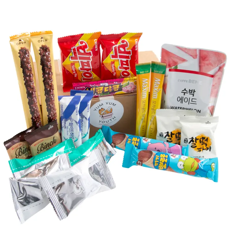 Yum Yum Korean Cake Biscuit Coffee and Savoury Snack Set for Two | Gift for a Couple | Asian Food Sharing Box | K-Drama Gift 1