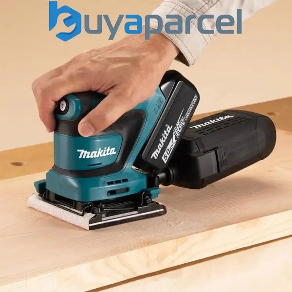 Makita DBO480Z 18v LXT 114mm 1/4 Sheet Finishing Cordless Palm Sander +10 Sheets 1