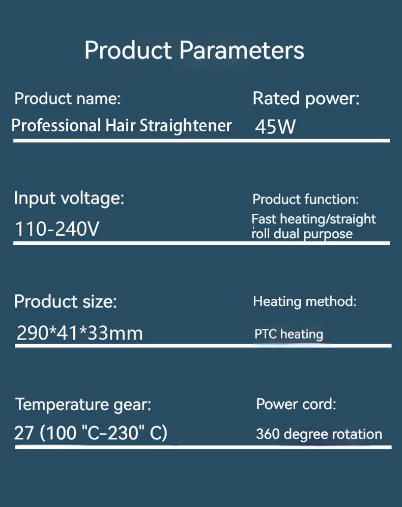 Product Introduction of 【wavy chic】2025 Professional Hair Straightener for Effortless Straightening, Ceramic Hair Straightener, Straight & Curly Styling Tool, 10S Fast Heat up Adjustable Temperature  LCD Display, Portable Splint with Storage Locking, For New Year Gift to Girl 16