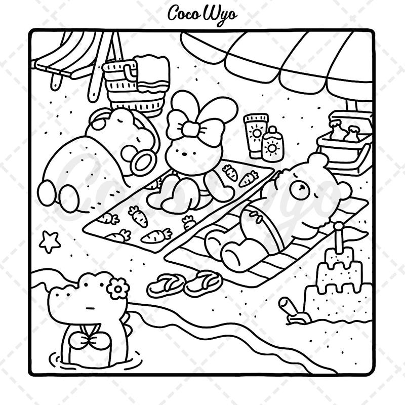 Product Introduction of Cozy Friends: Coloring Book for Adults and Teens Featuring Super Cute Animal Characters with Easy and Simple Designs for Relaxation (Cozy Spaces Coloring) Paperback 9