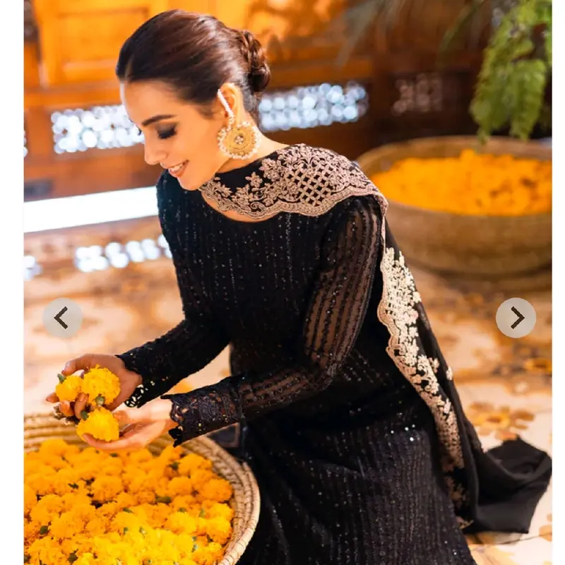 Elegant Black Womens Shirt Dress with Heavy Embroidery and Pure Chiffon Duppata and Trouser Comfort Fabric Traditional Clothing Original Womenswear 5