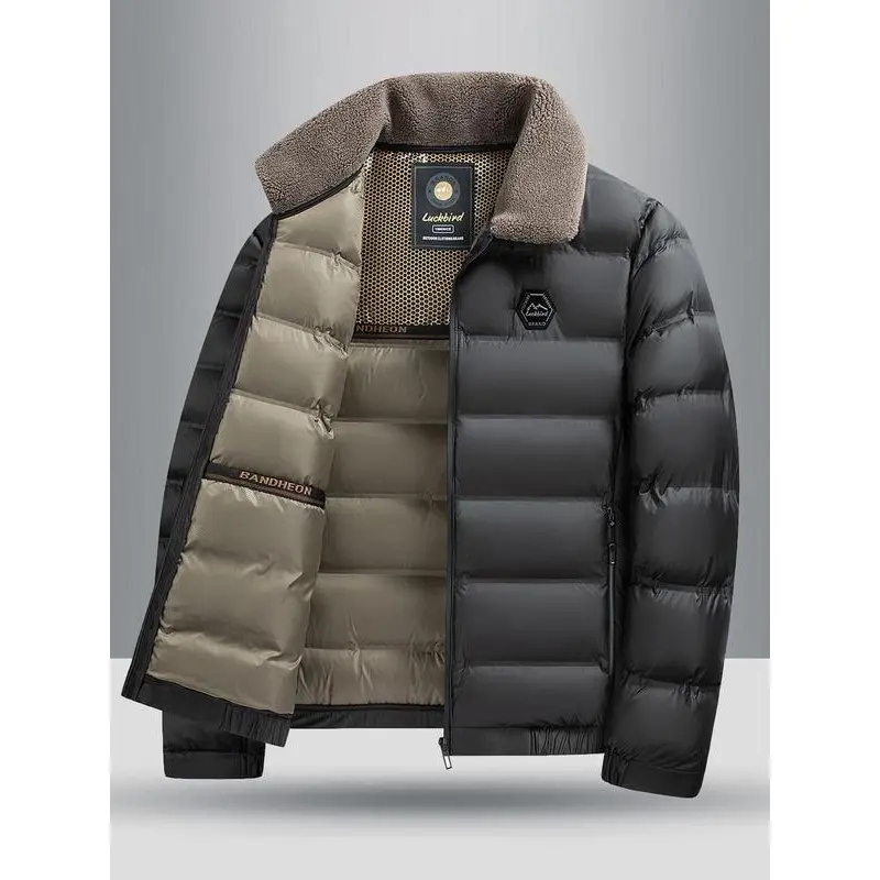 Men's Regular Fit Contrast Faux Fur Collar Winter Jacket, Casual Long Sleeve Zip Up Outerwear for Winter, Men's Clothes for Daily Wear Menswear Coats