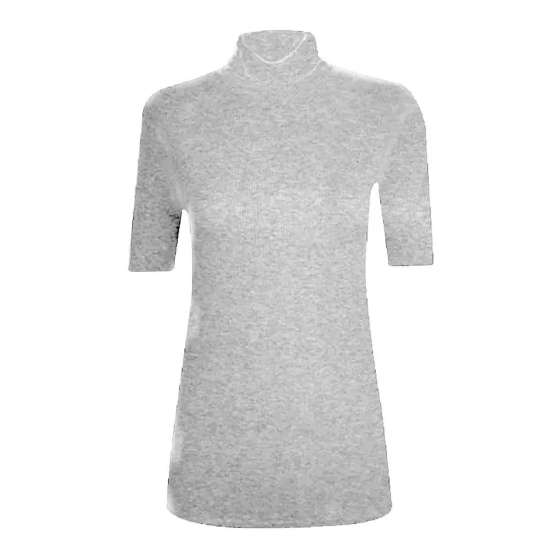 EFTINAN Ladies Womens Short Sleeve Polo Neck Top Plain Stretch Turtle Neck Shirt UK 8-26 turtleneck white tops 5