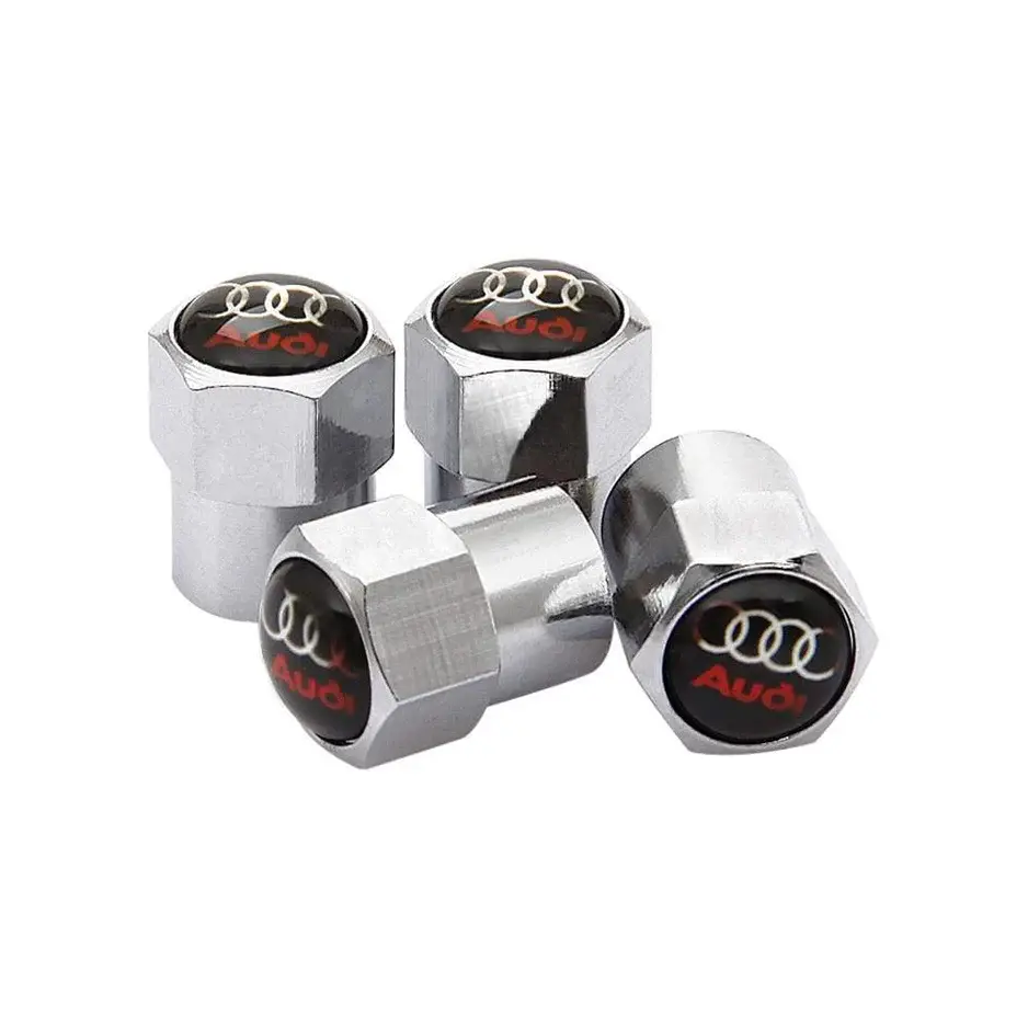 Audi Universal Car/Bike Dust Valve Caps - Set of Four in Chrome