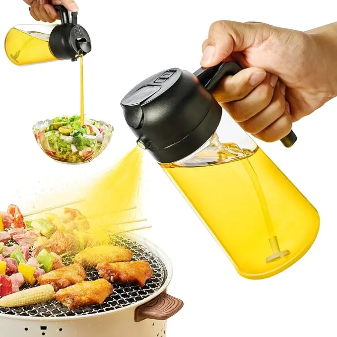 Oil Spray Bottle and Olive , Oil Sprayer for Cooking Air Fryer 500ML/ 17OZ for Cooking, Kitchen, BBQ, Air Fryer, Salad, Baking(1pcs Black) Utensils Nozzle multicoloured spray type oil dispensers oil  dispenser oil  dispenser  bottle 0
