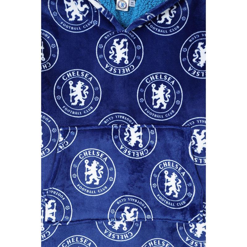Boys Chelsea Football Club Fully Lined Luxury Fleece Oversized Hoodie Blue W23 5