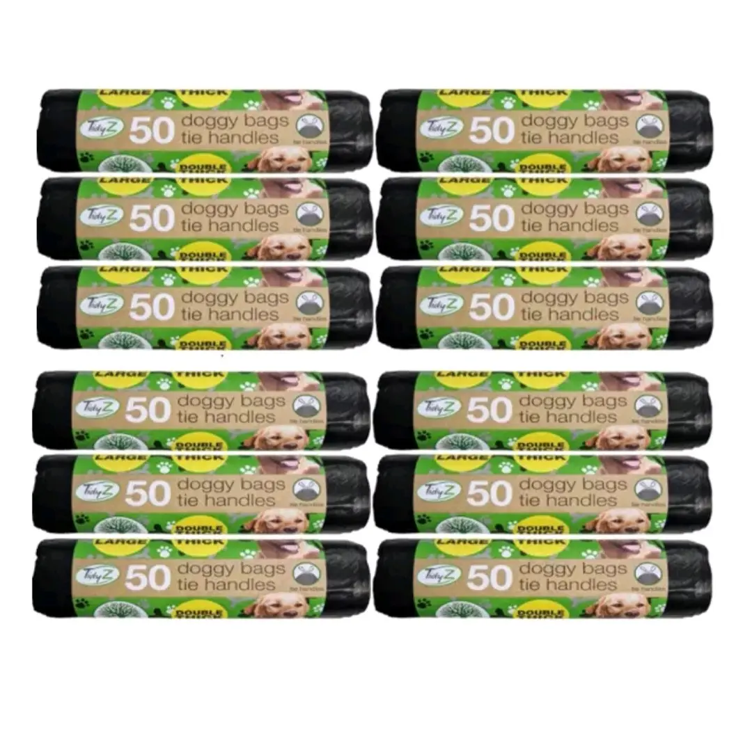 Doggy Poop Bags Extra Strong Double Thick  Extra Large Tie Handle Poo bags 50bag Rolls