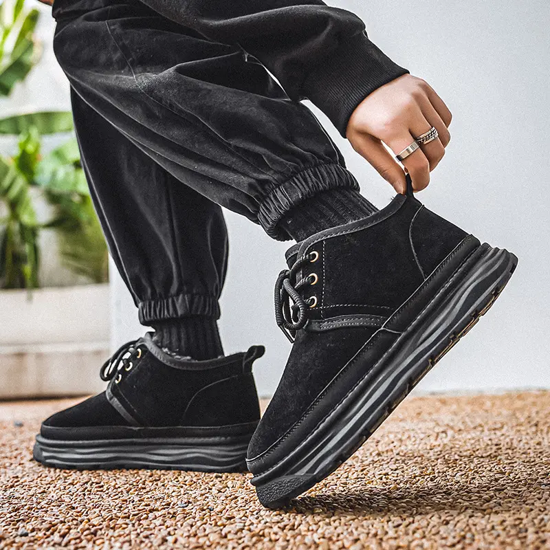 2024 winter new boots cotton shoes snow boots men's autumn and winter velvet warm middle help cotton shoes thickened tooling shoes Footwear Walking Shoes 1