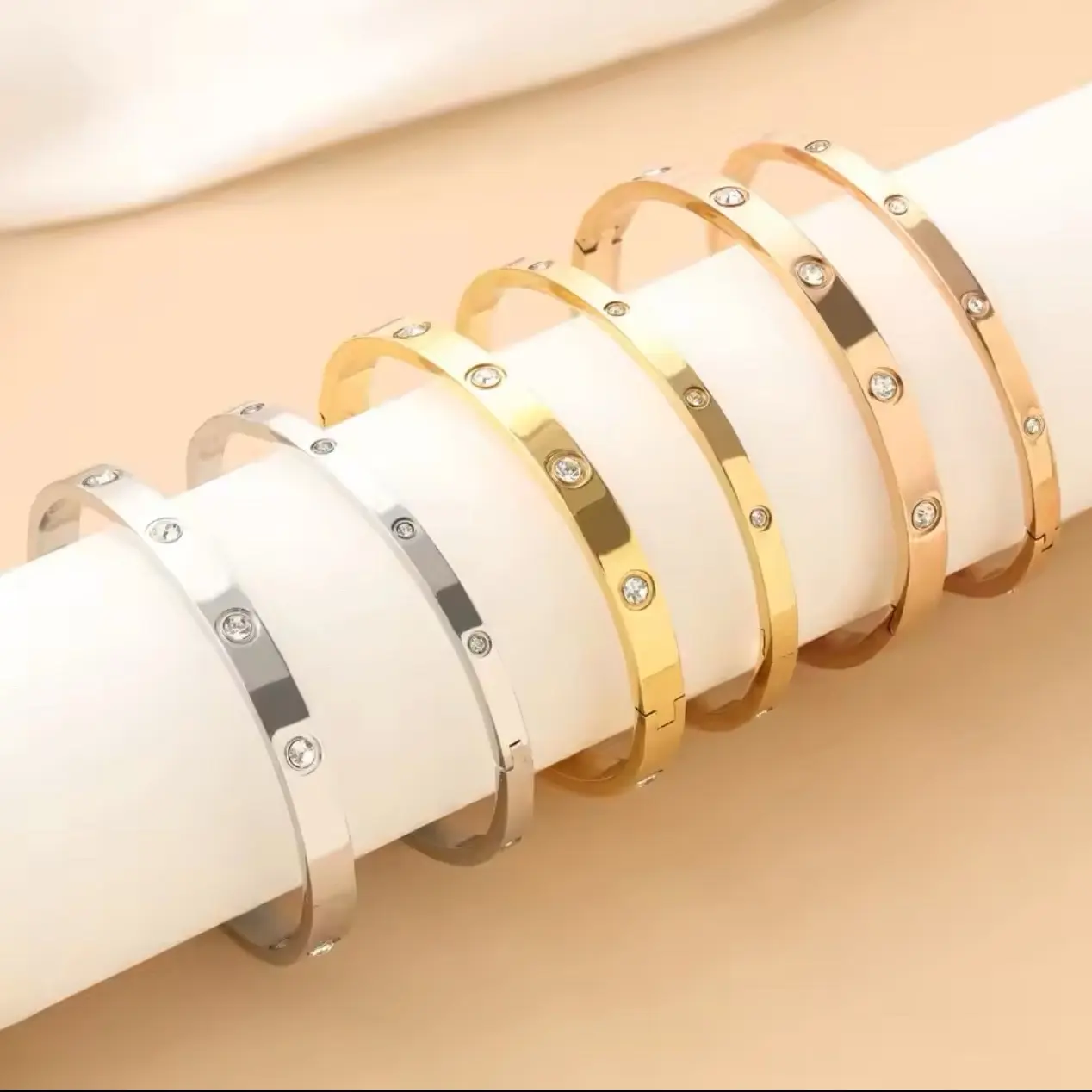 Fashion Stainless Steel Cubic Zirconia Bracelet for Women and Men - Non-Fading Holiday Gift Jewelry