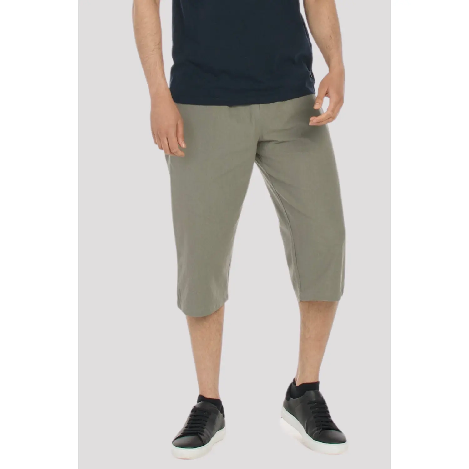 Grey Linen & Cotton 3/4 Shorts