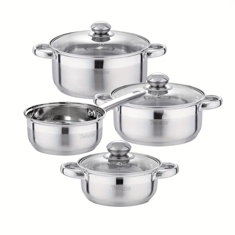7 Piece Stainless Steel Cookware Set with Pot & Pan Sets, Saucepan Set 0