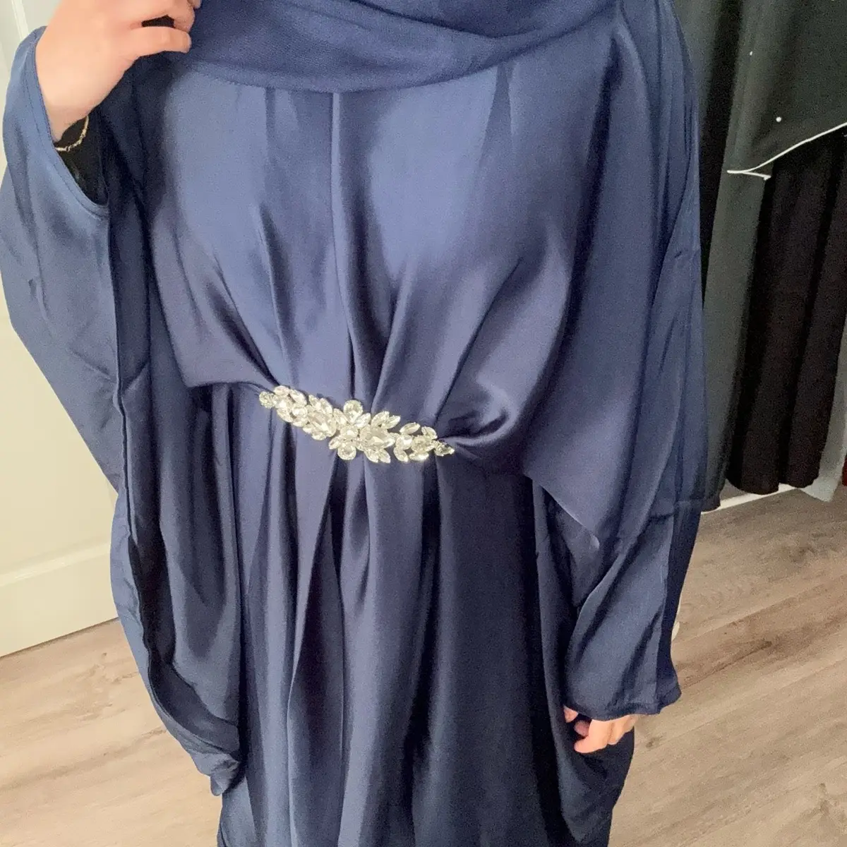 Navy Butterfly Beaded Abaya - Muslim Women's Clothing