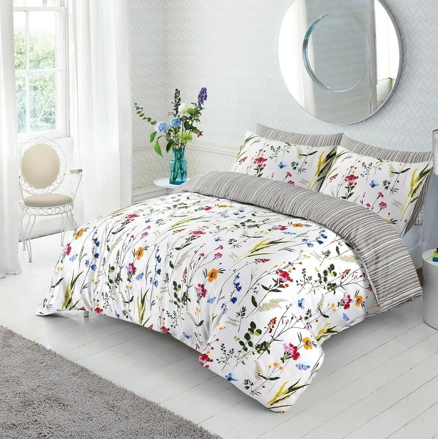 Modern Printed Duvet Cover Set 100% Super Soft Fiber White Duvet Cover Set with Pillow Cases Botanical Bedding Sets White Duvet Cover Bedding Set Double King Super King