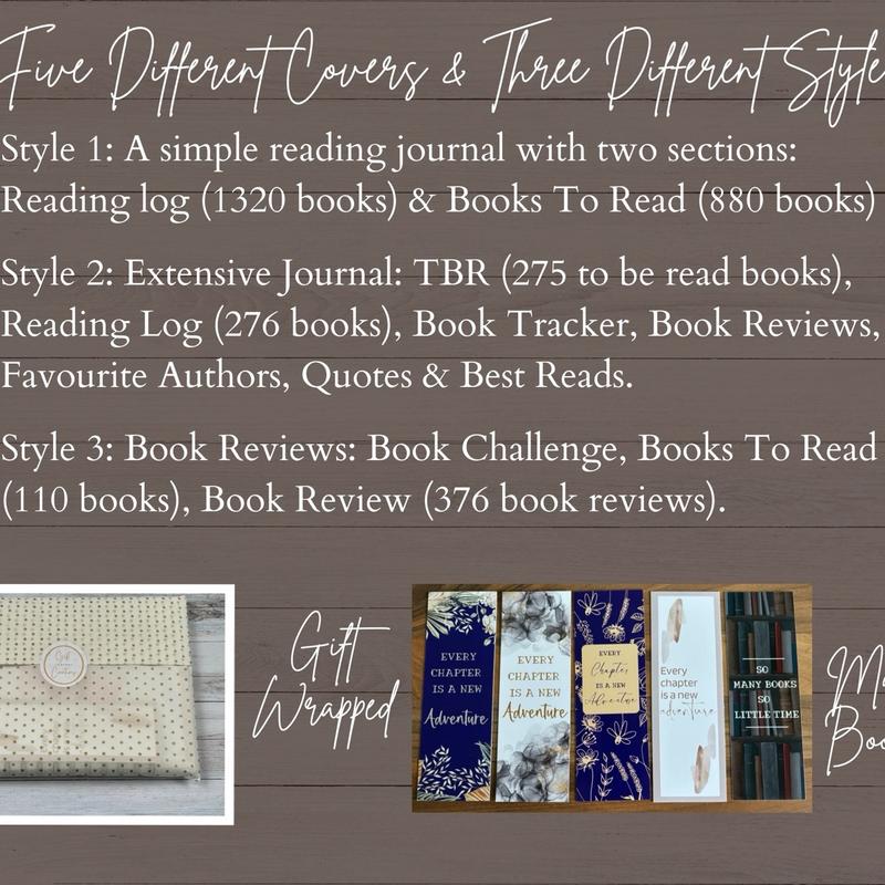 Reading Journal 5 Different Covers To Choose From & 3 Different Styles. Custom Book Journal. 2