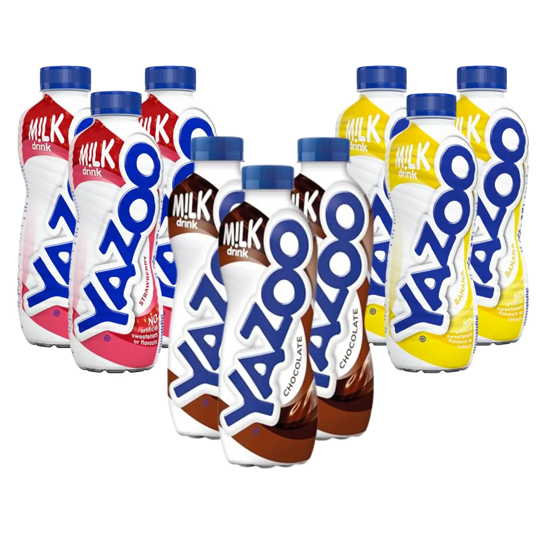 Yazoo Milk Drink Mix Case Bottle - Pack of 9 x 400ML (Available Flavours: x3 Chocolate, x3 Strawberry, x3 Banana)