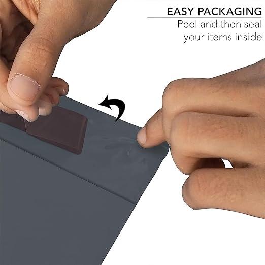 100 Mixed Mailing Poly Postal Self Seal Bags 4 Sizes 25 from Each Small to Large Mailing Bags Postage Packaging Assorted Mailers Posting Shipping Post Parcel Package Bags (Black/Grey) 2
