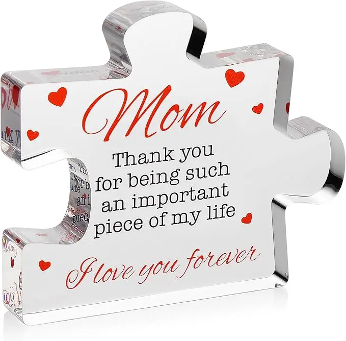 Christmas Gifts for Mum - Birthday gift - Mothers day gift - Engraved Acrylic Block Puzzle Mum Present 3.35 x 2.76 inch - Cool Paperweight Mum Presents from Daughter, Son, Dad Ideas
