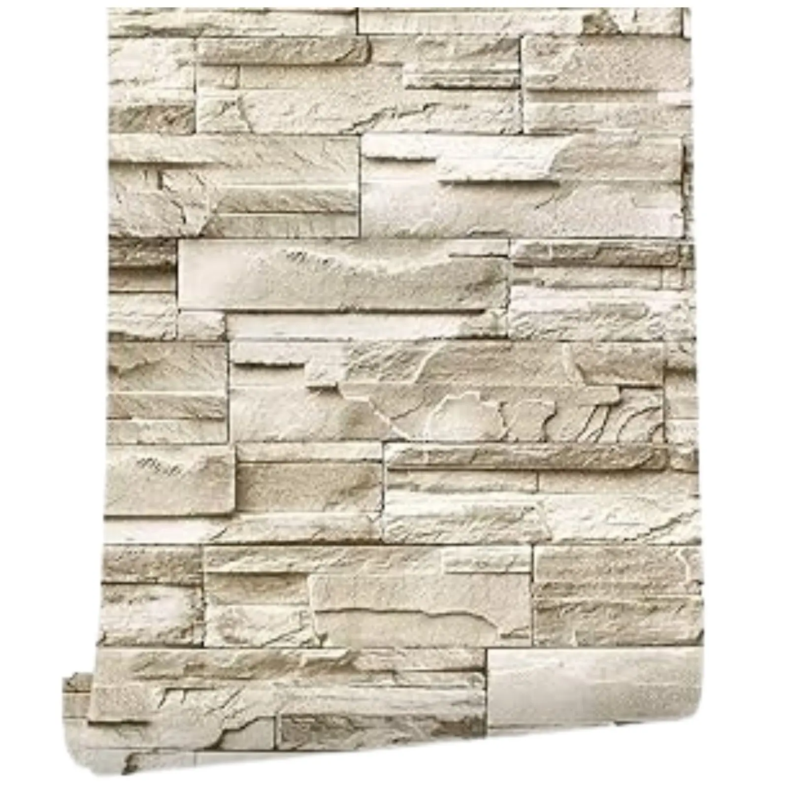 Peel and Stick, 3D Stone Brick Wallpaper, Vintage Brick Faux Textured, Self-Adhesive Wallpaper, Accent Wall Decor, Perfect for Kitchen Cabinets, Backsplash, Fireplace, Laundry Room,