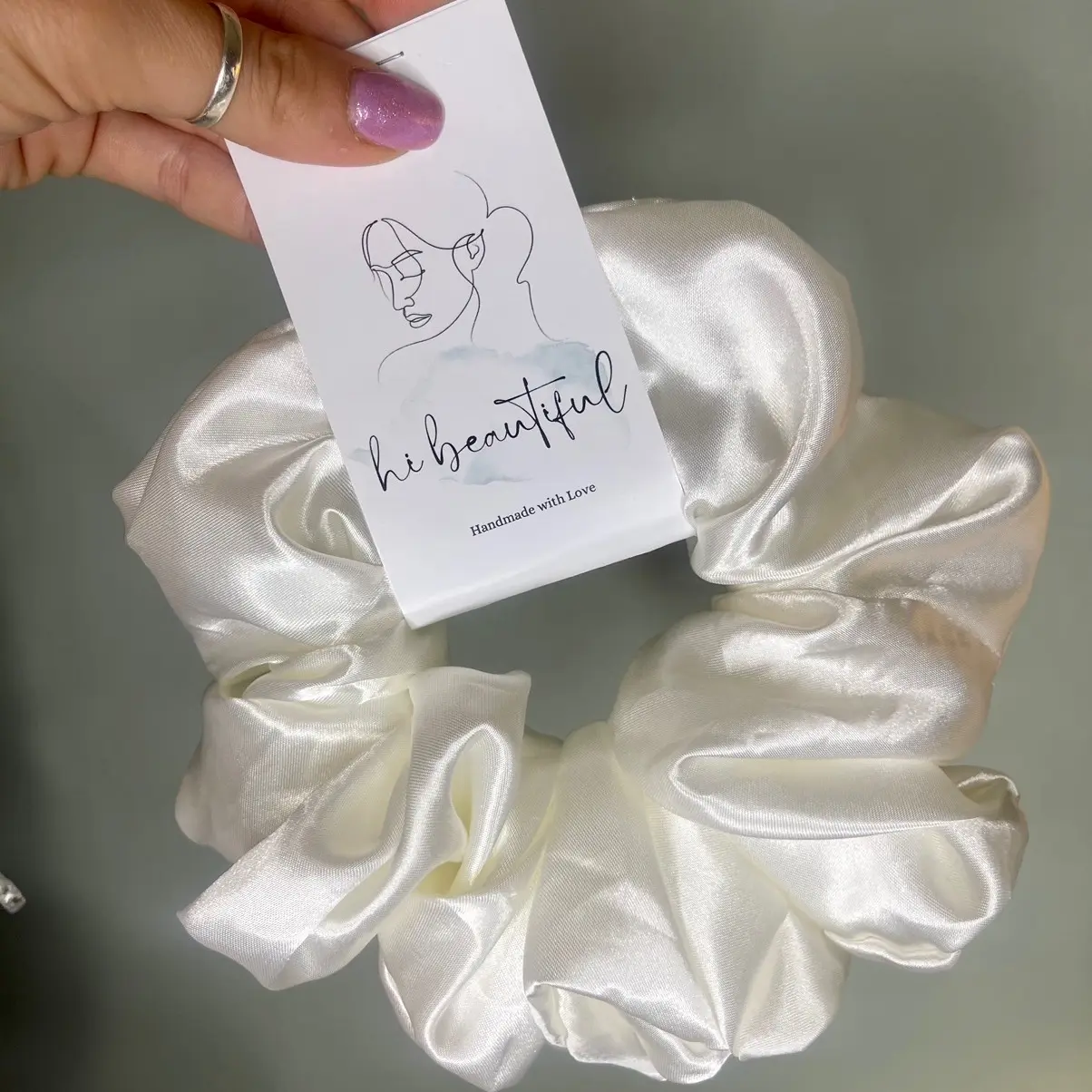 HiBeautiful Satin Scrunchie Cream Color Hair Accessory