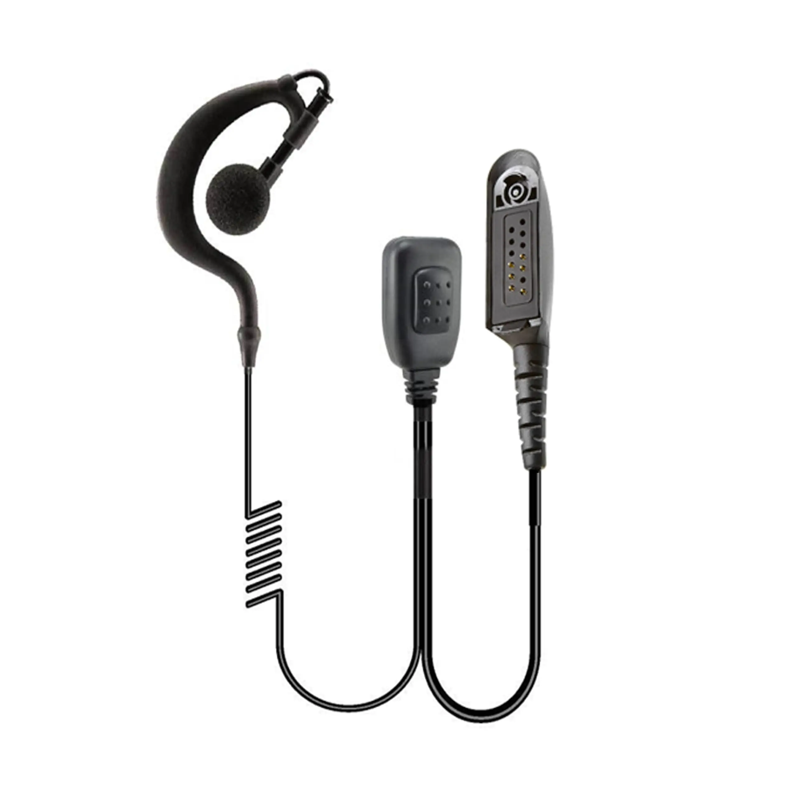 G-Shape Ear Hanger Headset Earpiece for Motorola Radio, Multi-pin with Hidden Mic, Black