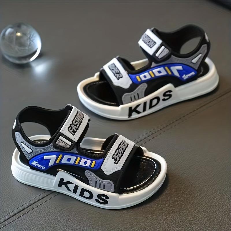 Boys Girls Trendy Hook And Loop Sandals, Wear-resistant Non-Slip Comfy Beach Shoes, Summer 6