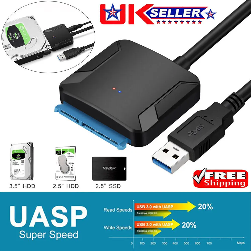USB 3.0 Adapter Cable for SATA 2.5/3.5 Hard Disk Drives and SSDs