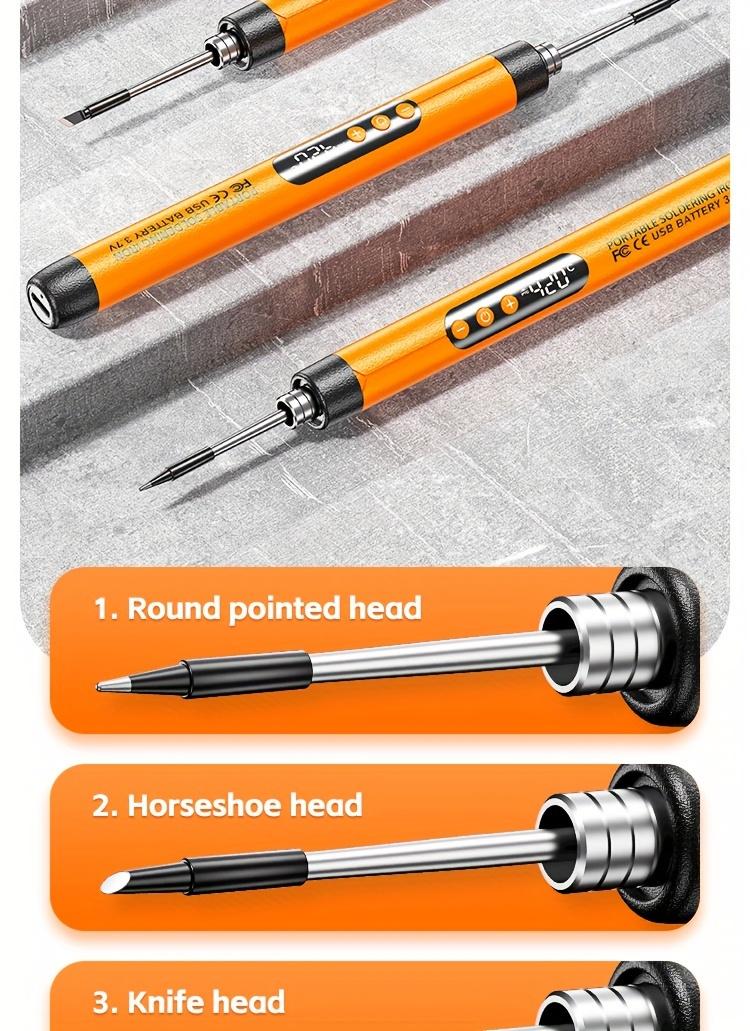 Product Introduction of 1pc Mini Cordless Soldering Iron Kit with Digital Display, 3 Temperature Settings, USB Rechargeable Portable Soldering Tool for Home Appliance Repair, Jewelry Crafting, DIY Projects - Plastic, Orange & Dark Grey, Compatible with PC 14