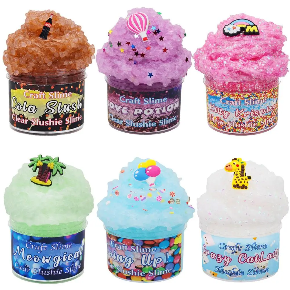6pcs foam glue cotton mud set slime kit 60ml slime colored mud crystal mud DIY handmade creative children's toys perfect Christmas gift