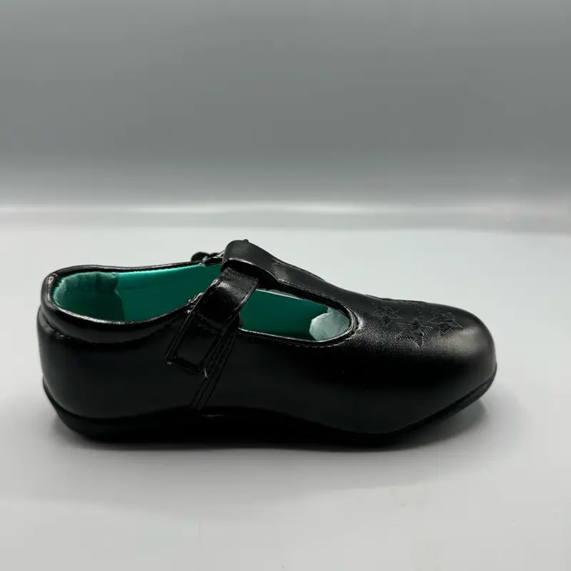 Girls Black Buckle Smart Lightweight Winter School Formal Walking Soft Cushioned Shoes for Kids 2