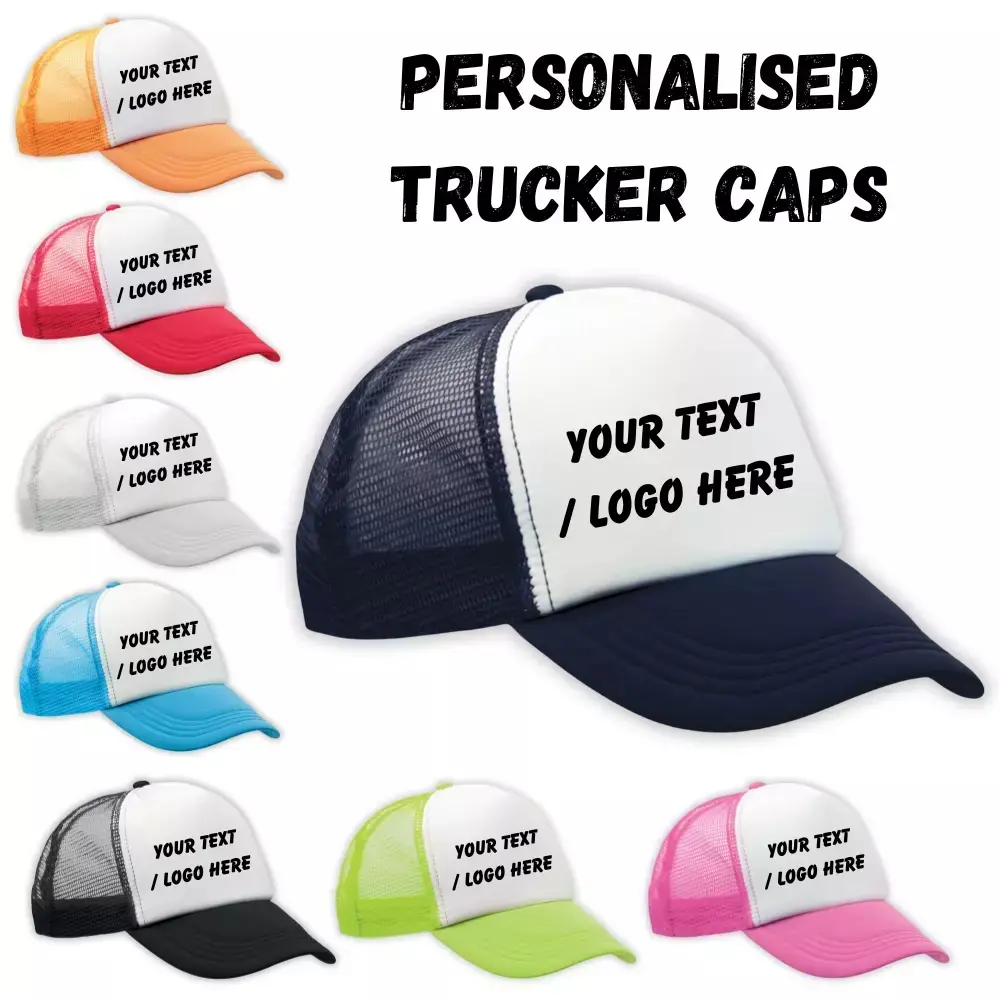 Personalised Trucker Cap Custom Name Text Logo Image Baseball Unisex Mens Ladies