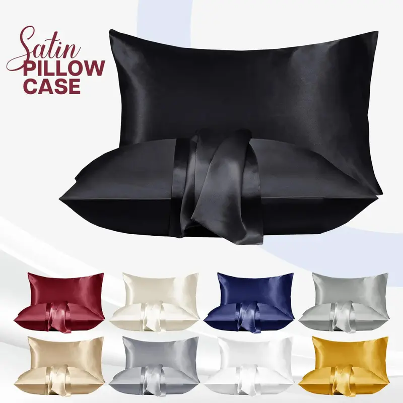 Soft 100% Mulberry Satin Silk Pillowcase For Hair Pillow Covers Queen Standard 0