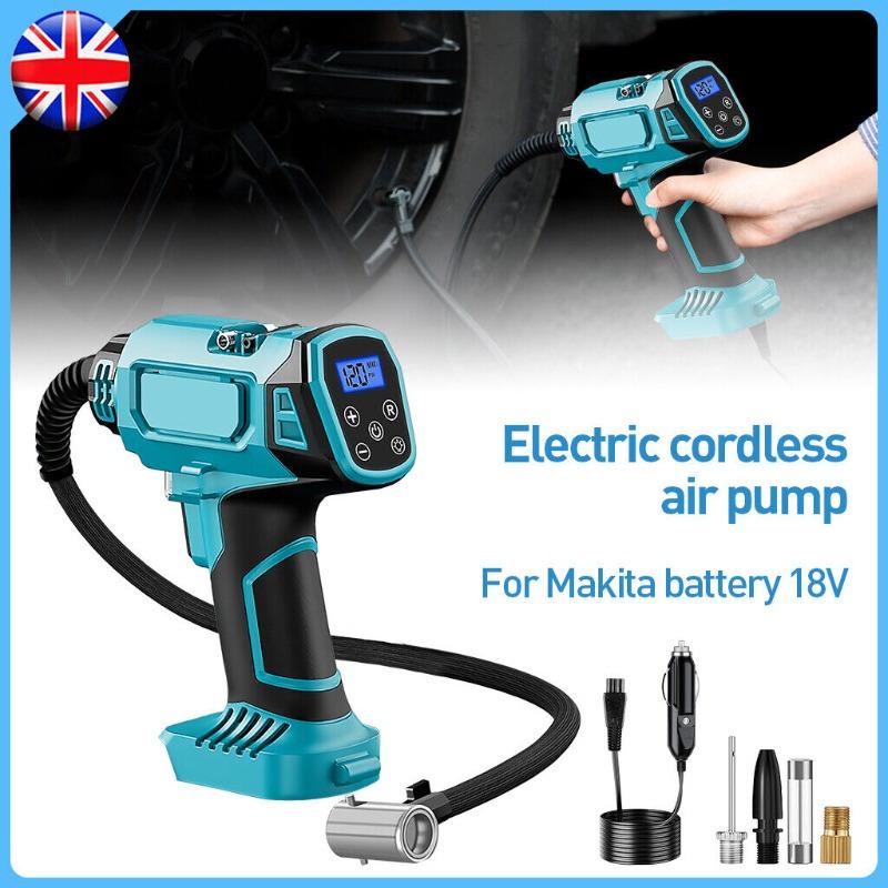 1pc Makita Cordless Air Pump for Car Tires, 18V 160PSI with 3m Power Cord & 4 Accessories, Multi-Function Wireless Electric Tire Inflator with LED Light, PVC Material 0