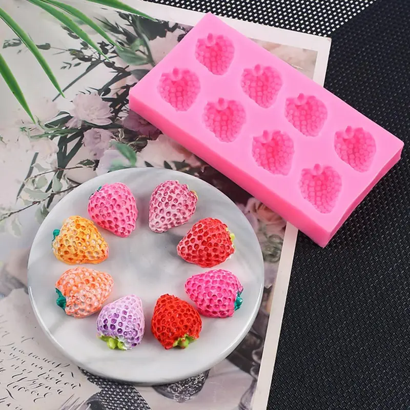 5 Pcs Strawberry Baking Mold 3D Cupcake Strawberry Mold Strawberry Silicone Fondant Mold for DIY Topper Decorating Cake Chocolate Cookies Sugar Polymer Clay Crafting Project 1