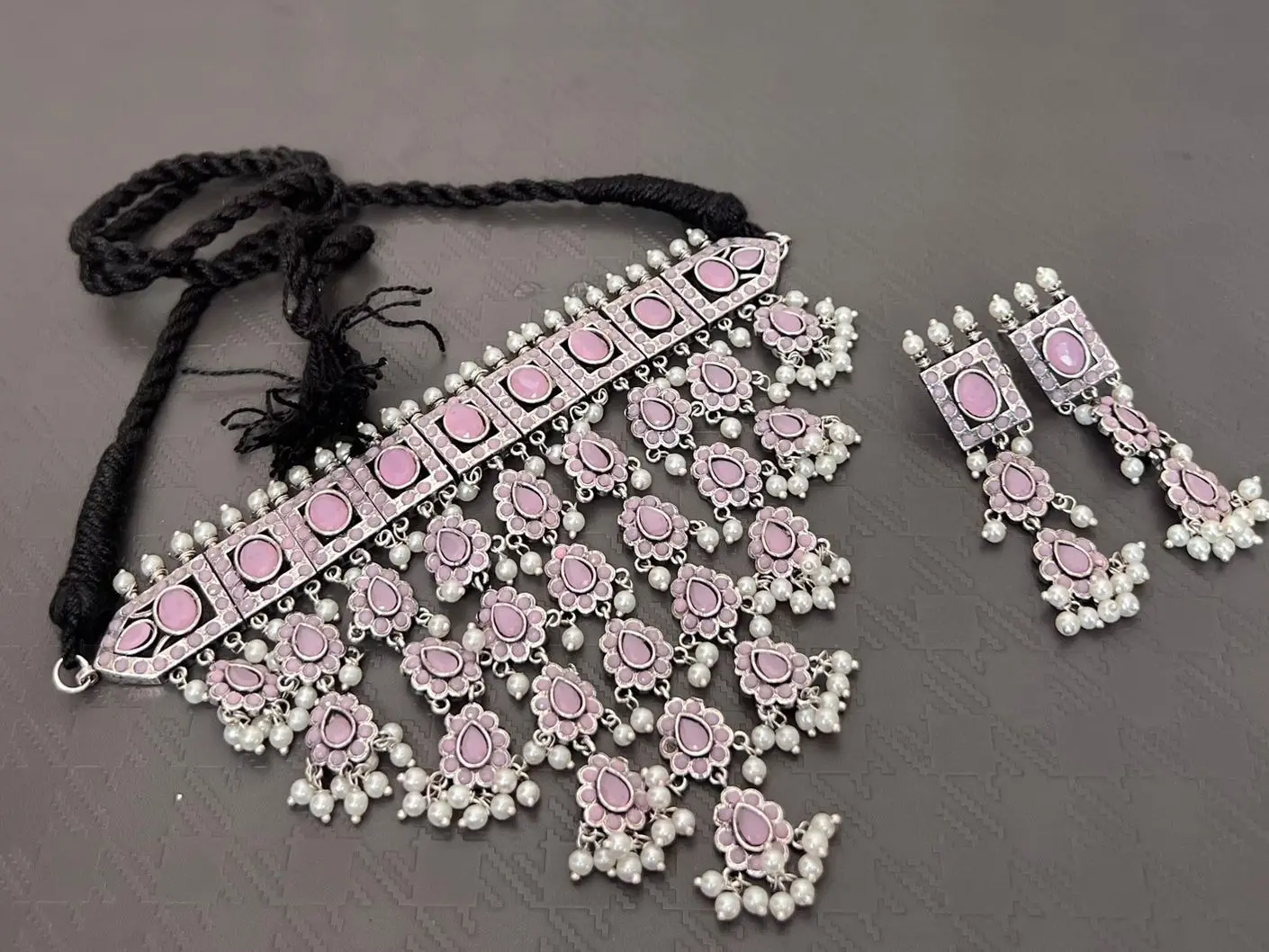 Designer Silver Kundan choker Necklace Set