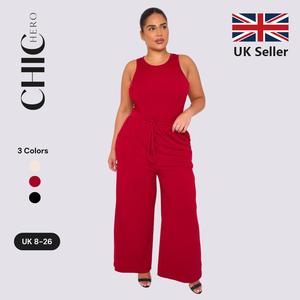 Chichero Premium Solid Jersey Racer Neck Bodysuit &Solid Jersey Elasticated Adjustable Waist Stretch Wide Leg Trousers with Comfort Fabric