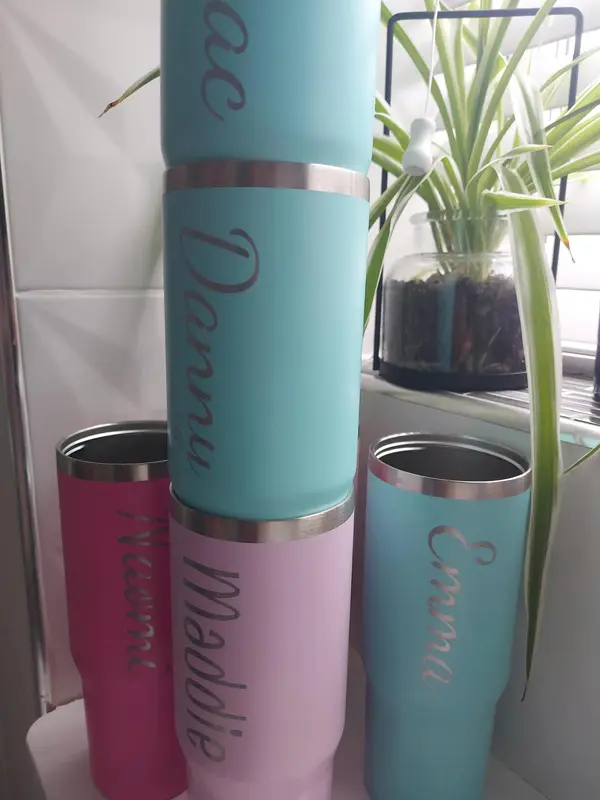 Personalised Engraved large 30oz insulated tumbler with lid handle, cold drinks, Birthday Gift for all, 850ml water bottle Back to school leakproof, Portable Flasks Drinkware 7